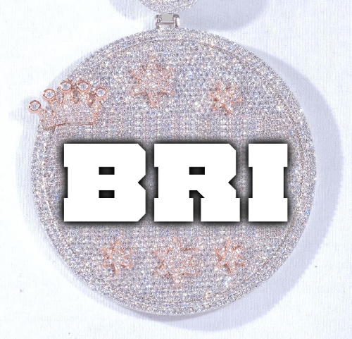 CUSTOM LETTER NECKLACE 3D BIG CROWN DISC