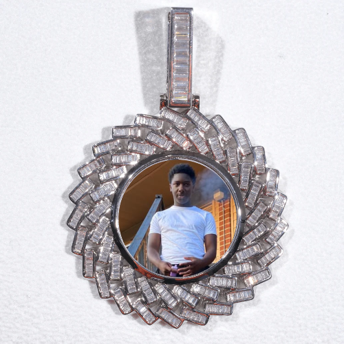 Large 3D Baguette Custom Picture Pendant