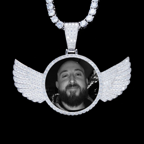 925S & VVS Moissanite 3D Wing Custom Picture Pendant