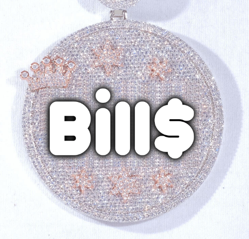 CUSTOM LETTER NECKLACE 3D BIG CROWN DISC