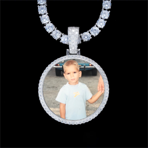 925S & VVS Moissanite 3D Circle Custom Picture Pendant