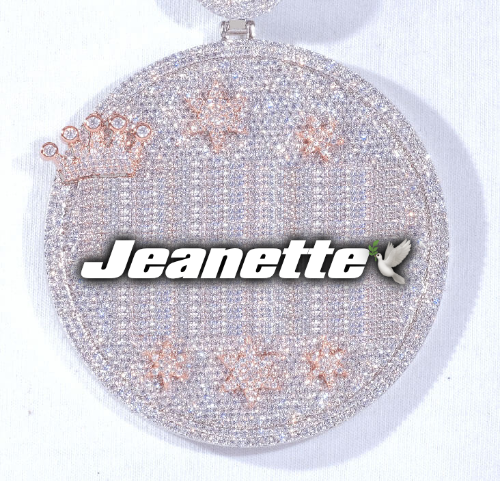 CUSTOM LETTER NECKLACE 3D BIG CROWN DISC