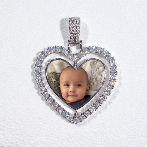 3D Spinning 2-Faced Heart Custom Picture Pendant