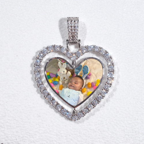 3D Spinning 2-Faced Heart Custom Picture Pendant