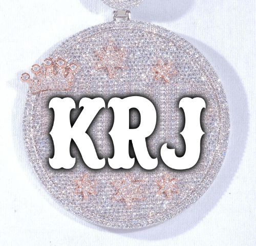 CUSTOM LETTER NECKLACE 3D BIG CROWN DISC
