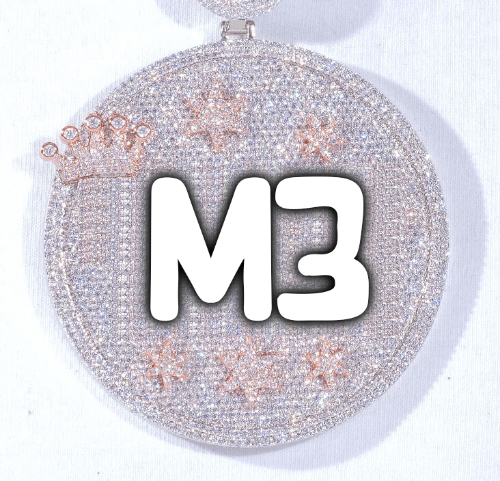 CUSTOM LETTER NECKLACE 3D BIG CROWN DISC