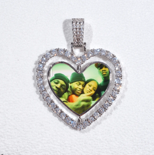 3D Spinning 2-Faced Heart Custom Picture Pendant