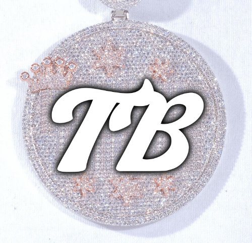 CUSTOM LETTER NECKLACE 3D BIG CROWN DISC