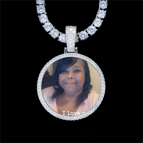 925S & VVS Moissanite 3D Circle Custom Picture Pendant
