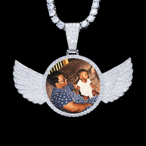 925S & VVS Moissanite 3D Wing Custom Picture Pendant