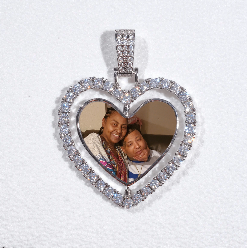 3D Spinning 2-Faced Heart Custom Picture Pendant