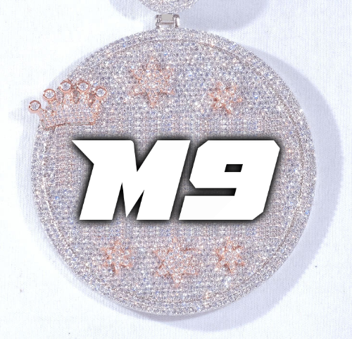 CUSTOM LETTER NECKLACE 3D BIG CROWN DISC