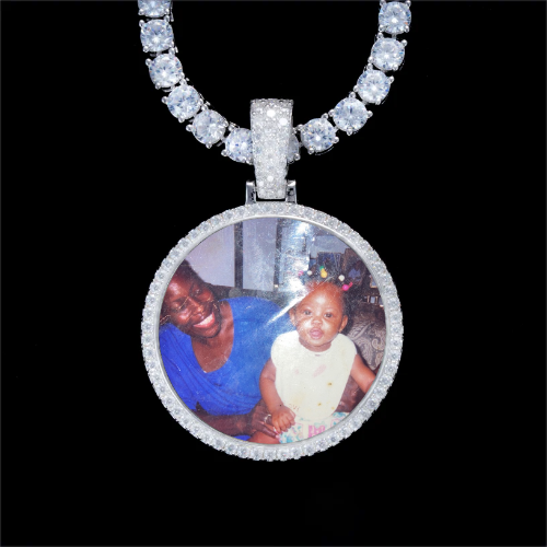 925S & VVS Moissanite 3D Circle Custom Picture Pendant