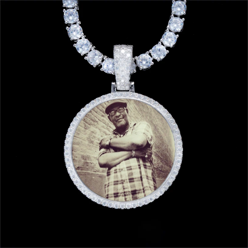 925S & VVS Moissanite 3D Circle Custom Picture Pendant
