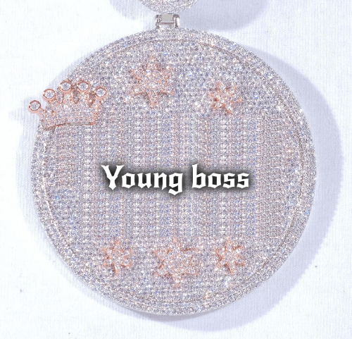 CUSTOM LETTER NECKLACE 3D BIG CROWN DISC