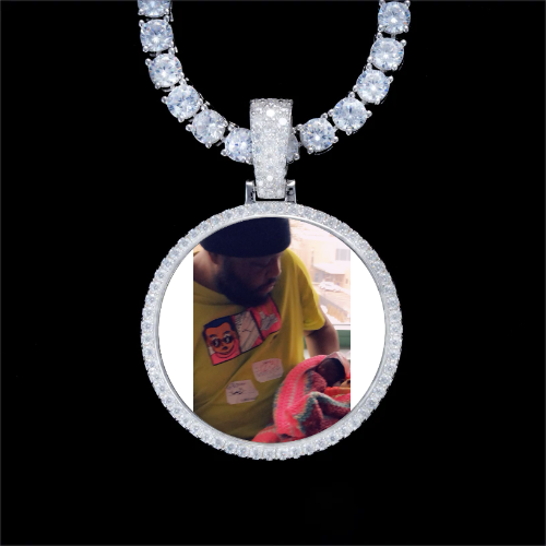 925S & VVS Moissanite 3D Circle Custom Picture Pendant