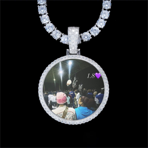 925S & VVS Moissanite 3D Circle Custom Picture Pendant