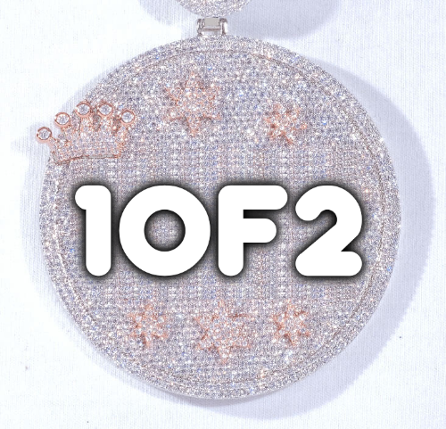 CUSTOM LETTER NECKLACE 3D BIG CROWN DISC