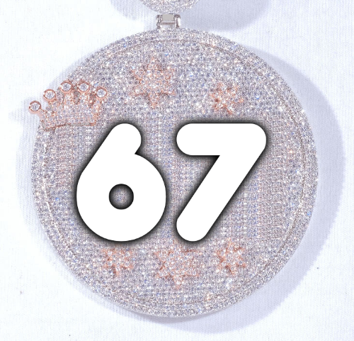 CUSTOM LETTER NECKLACE 3D BIG CROWN DISC