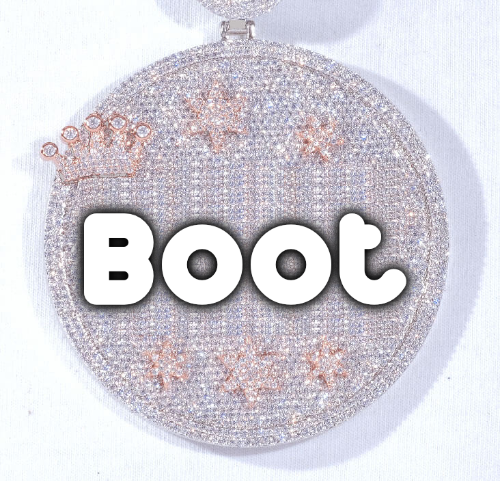 CUSTOM LETTER NECKLACE 3D BIG CROWN DISC