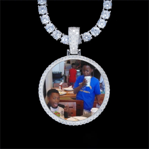 925S & VVS Moissanite 3D Circle Custom Picture Pendant