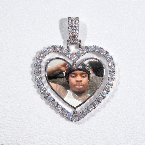 3D Spinning 2-Faced Heart Custom Picture Pendant