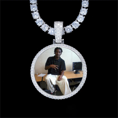 925S & VVS Moissanite 3D Circle Custom Picture Pendant