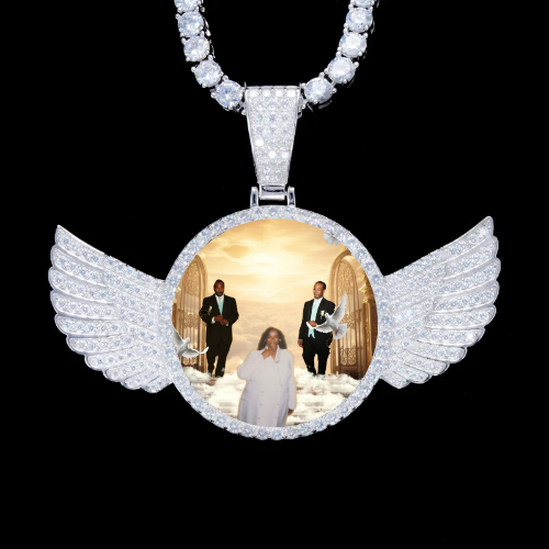 925S & VVS Moissanite 3D Wing Custom Picture Pendant