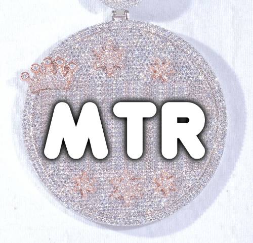 CUSTOM LETTER NECKLACE 3D BIG CROWN DISC