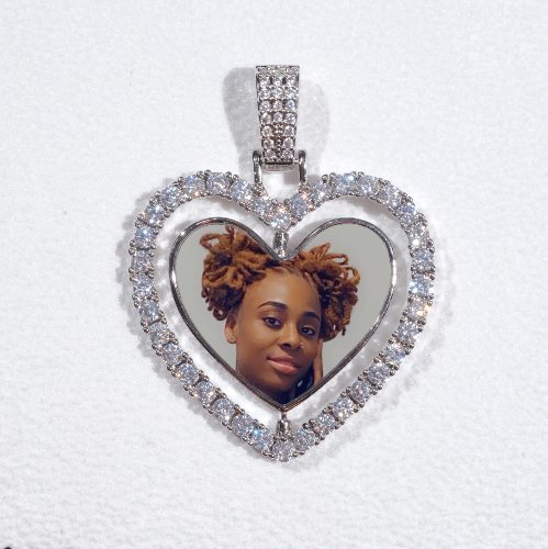 3D Spinning 2-Faced Heart Custom Picture Pendant