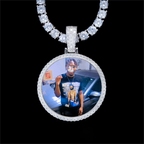 925S & VVS Moissanite 3D Circle Custom Picture Pendant