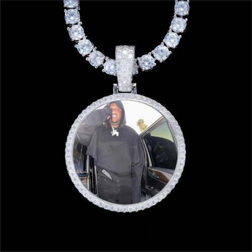 925S & VVS Moissanite 3D Circle Custom Picture Pendant