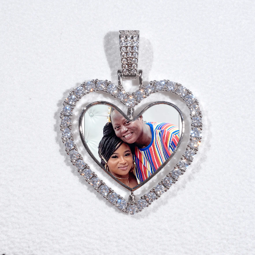 3D Spinning 2-Faced Heart Custom Picture Pendant