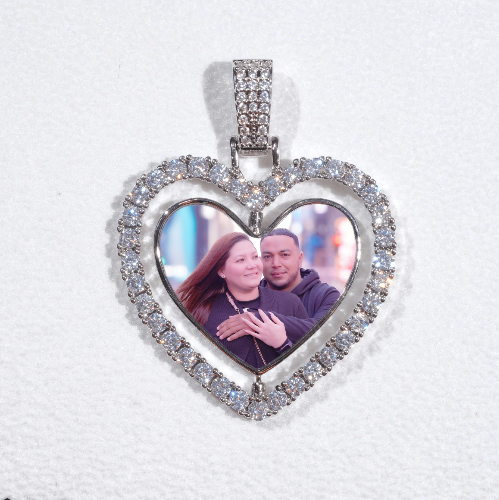 3D Spinning 2-Faced Heart Custom Picture Pendant