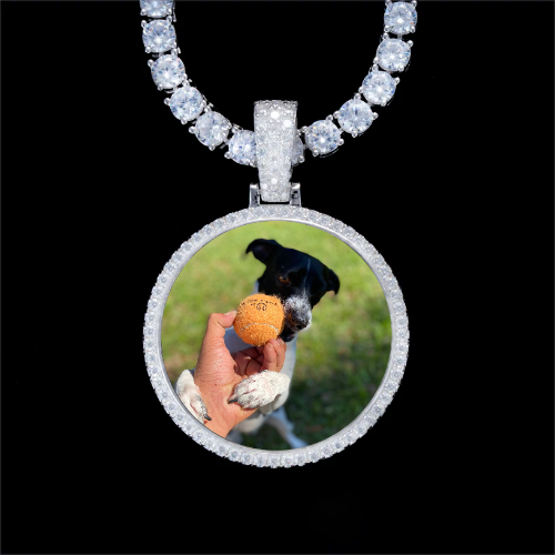925S & VVS Moissanite 3D Circle Custom Picture Pendant
