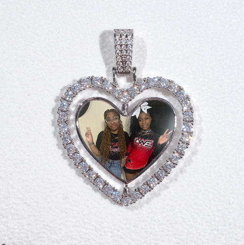 3D Spinning 2-Faced Heart Custom Picture Pendant