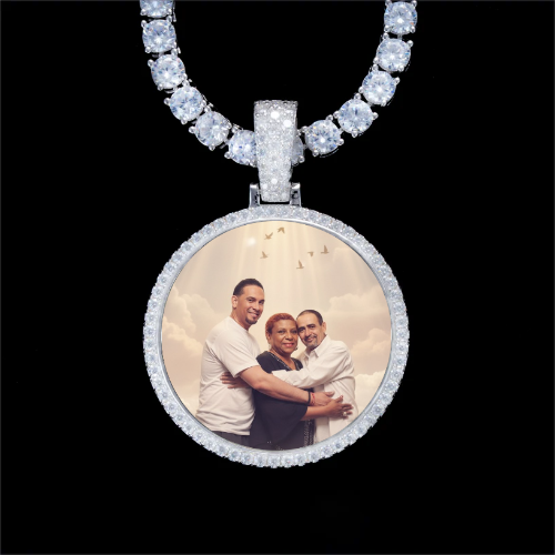 925S & VVS Moissanite 3D Circle Custom Picture Pendant
