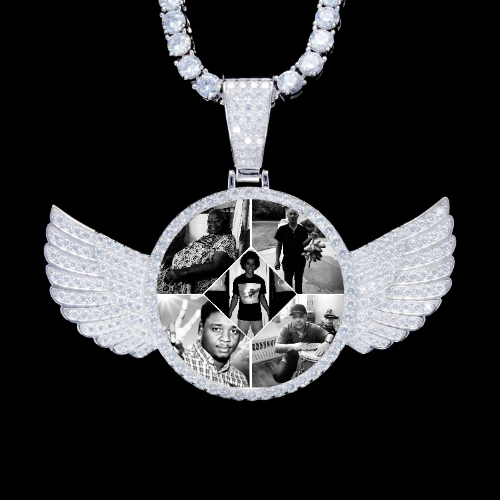 925S & VVS Moissanite 3D Wing Custom Picture Pendant