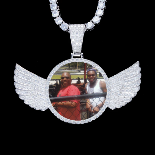 925S & VVS Moissanite 3D Wing Custom Picture Pendant