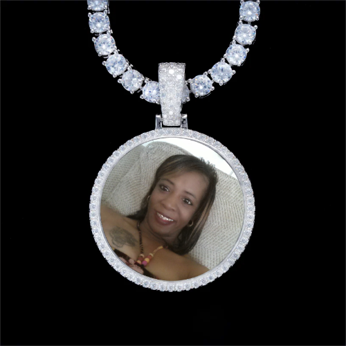 925S & VVS Moissanite 3D Circle Custom Picture Pendant