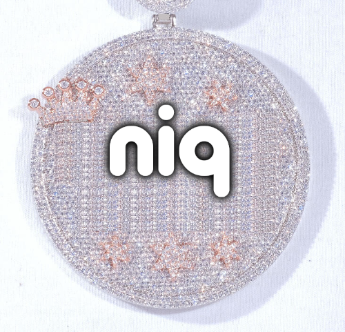 CUSTOM LETTER NECKLACE 3D BIG CROWN DISC