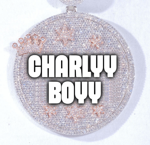 CUSTOM LETTER NECKLACE 3D BIG CROWN DISC