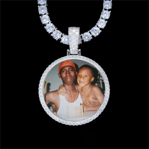925S & VVS Moissanite 3D Circle Custom Picture Pendant