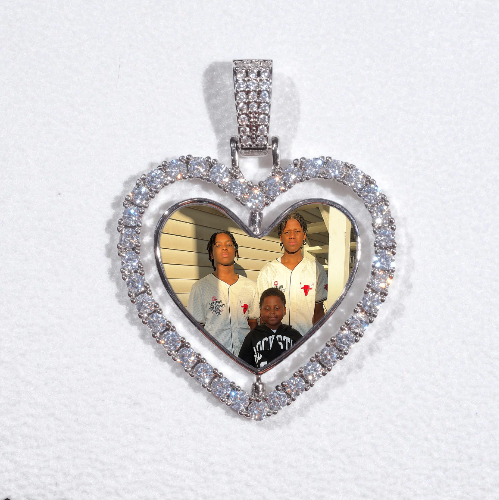3D Spinning 2-Faced Heart Custom Picture Pendant