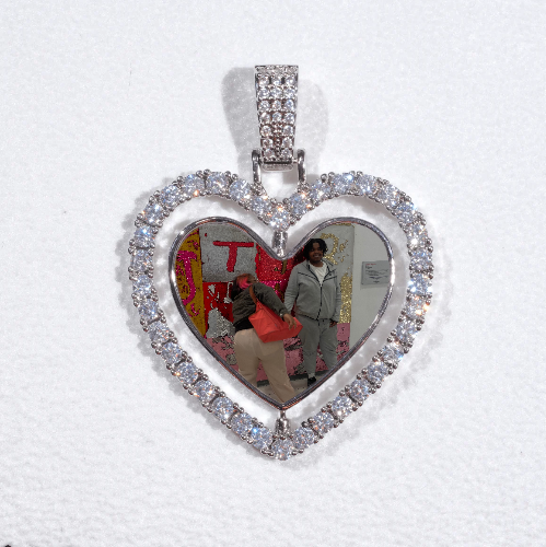 3D Spinning 2-Faced Heart Custom Picture Pendant