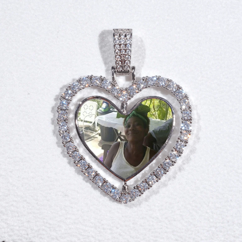 3D Spinning 2-Faced Heart Custom Picture Pendant