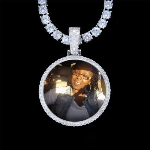 925S & VVS Moissanite 3D Circle Custom Picture Pendant
