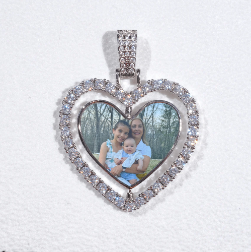 3D Spinning 2-Faced Heart Custom Picture Pendant