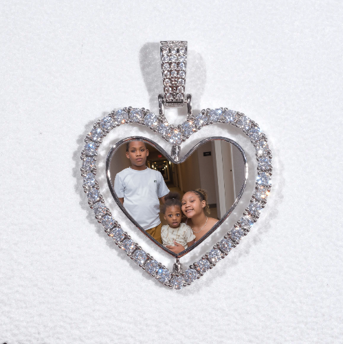 3D Spinning 2-Faced Heart Custom Picture Pendant