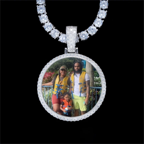 925S & VVS Moissanite 3D Circle Custom Picture Pendant